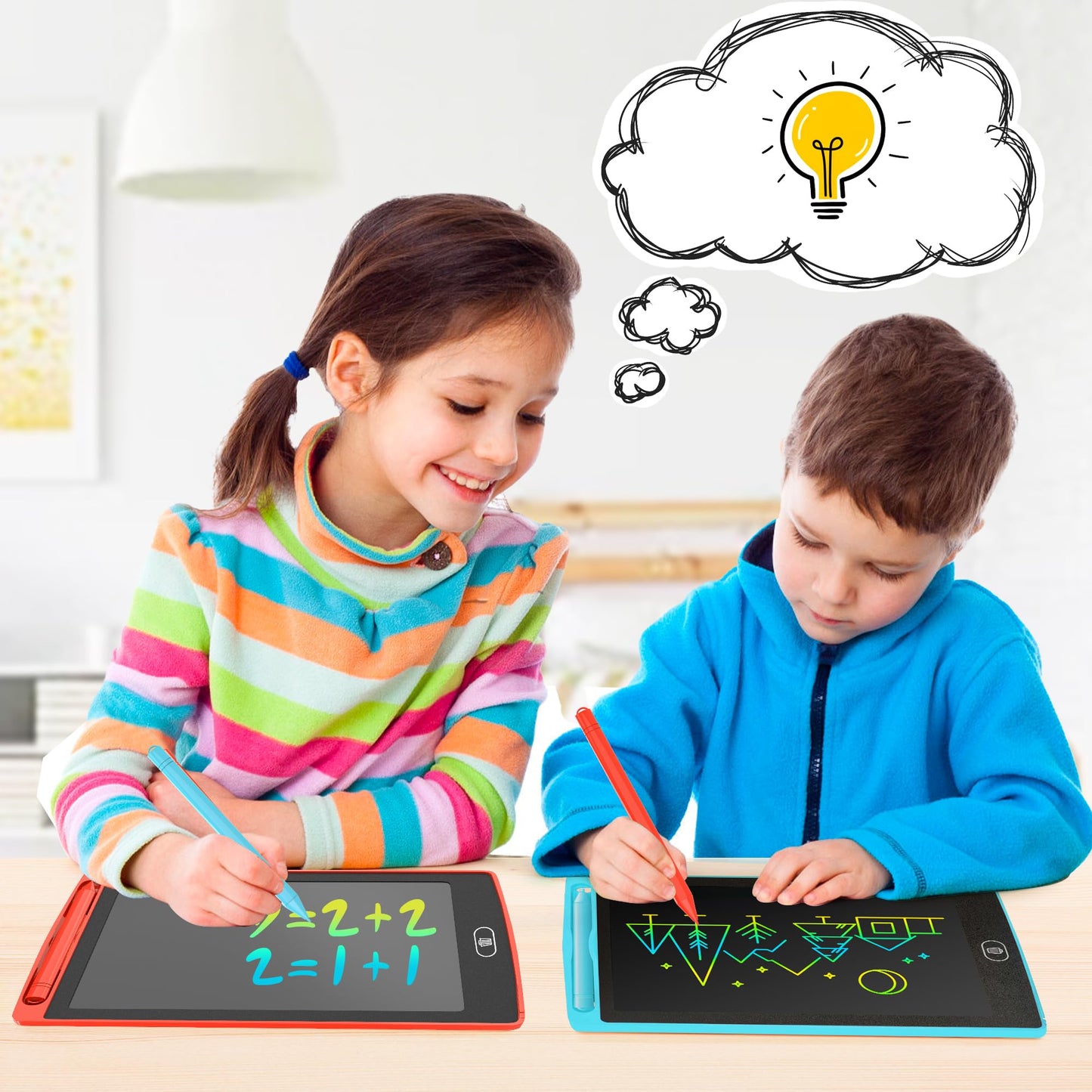 LCD Schreibtafel Spielzeug für Kinder 8.5 Zoll, 2er-Pack Maltafel Bunte Kritzeleien, Geschenke für 3-8 Jährige Mädchen Jungen(Rot Blau)